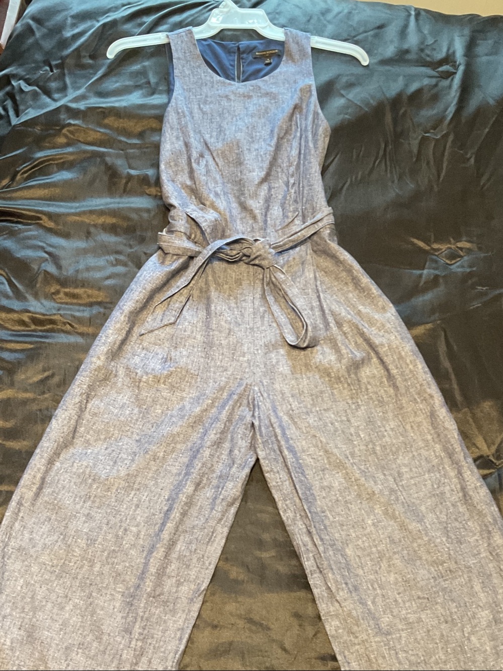 Banana Republic Sleeveless Linen-Blend Jumpsuit in Heather Blue